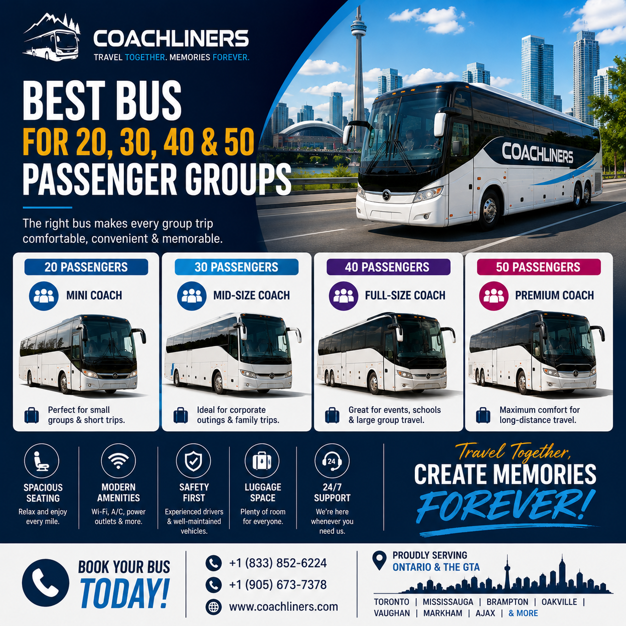 55 Seater bus services in toronto